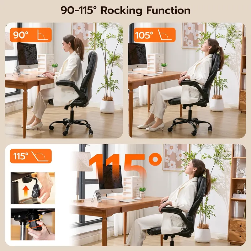 Ylzyxal Ergonomic Computer Chair with Padded Flip-Up Arms