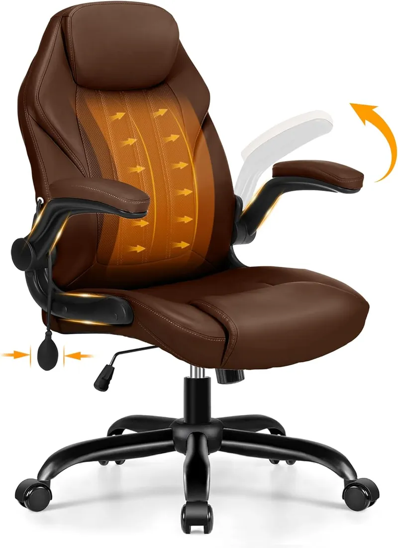 Ylzyxal Office Desk Chair, Dark Brown